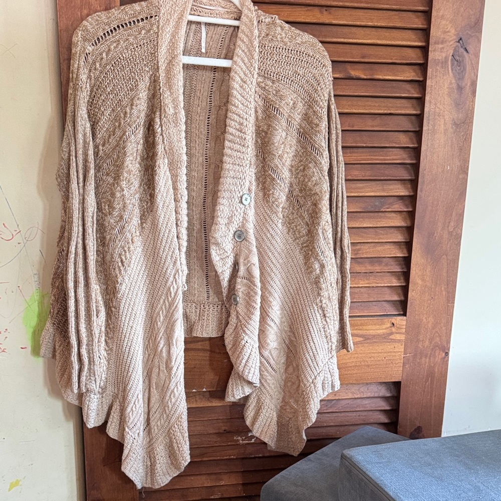 Free People Cozy Beige Knit Sweater